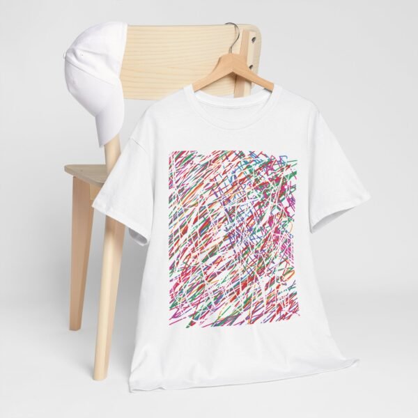 Abstract Lines Art T-Shirt - Colorful Geometric Design Tee, Vibrant Graphic Shirt, Unique Artist Top, Creative Style Fashion, Unisex Cotton - Image 3