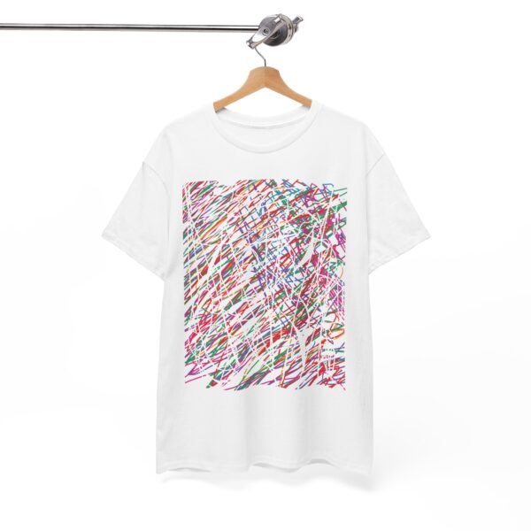 Abstract Lines Art T-Shirt - Colorful Geometric Design Tee, Vibrant Graphic Shirt, Unique Artist Top, Creative Style Fashion, Unisex Cotton - Image 2