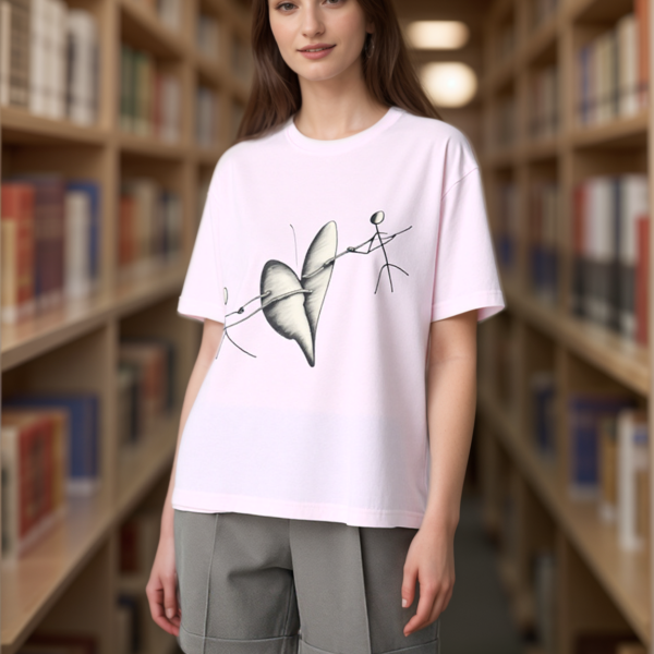 Artistic Heart Connection Oversized Tee | Unisex Casual Cotton T-Shirt | Valentine’s Day & Everyday Comfort