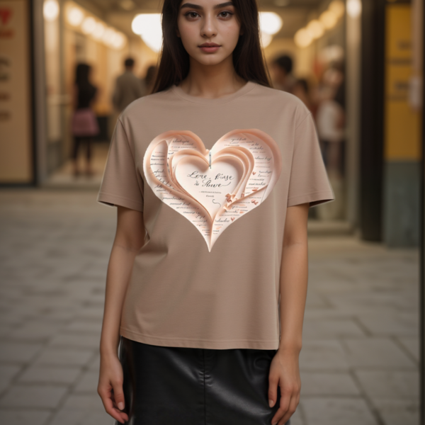 Minimalist Heart T-Shirt – Aesthetic Valentine's Gift, Cute Love Tee for Couples & Women