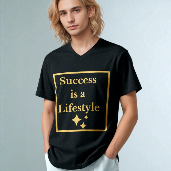 Success is Lifestyle – Motivational V-Neck T-Shirt for Men & Women