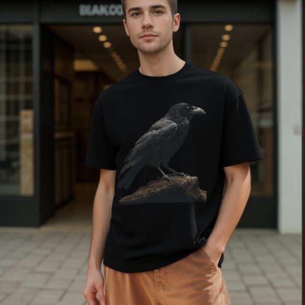 Gothic Raven Graphic Tee, Unisex Oversized Boxy T-Shirt, Dark Crow Halloween Shirt, Spooky Gothic Streetwear Top, Raven Gift Tee